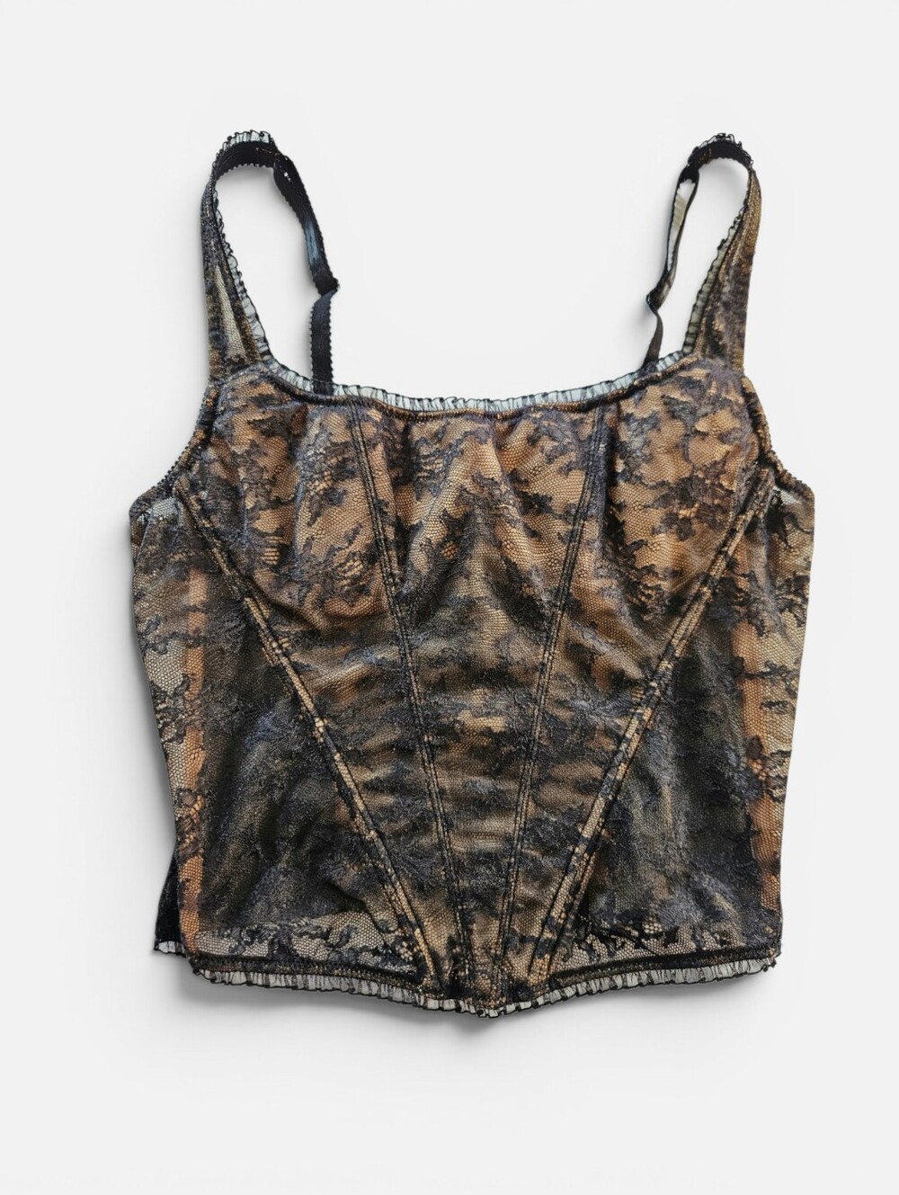 Vintage Felina Lingerie Y2K Black Lace Gothic Lolita Boned Corset Bustier 36B